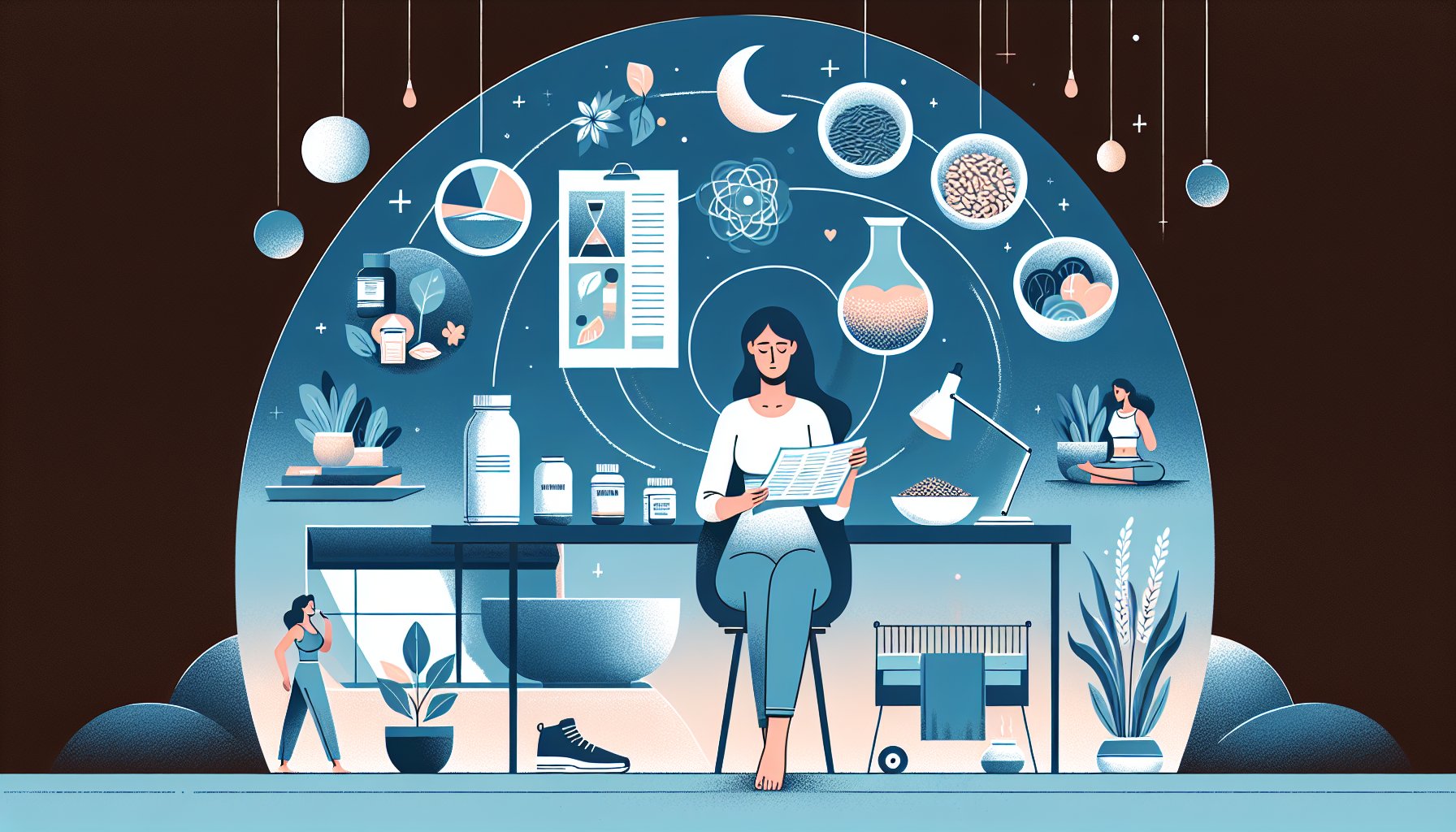 シネンシス冬虫夏草 美容をテーマに、睡眠食事運動とサプリをバランス良く日常ケアに取り入れる様子