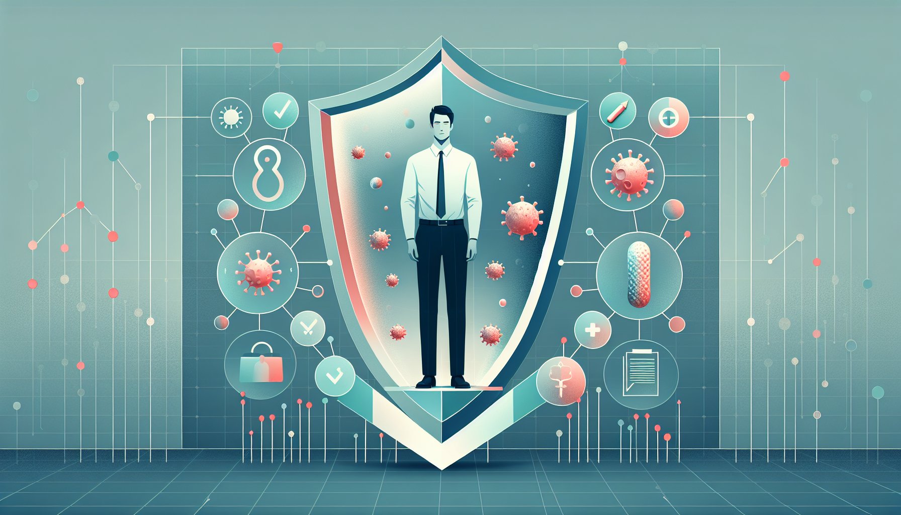 シネンシス冬虫夏草 免疫力のイメージ、抵抗と回復が重なるバランスのとれた防御概念