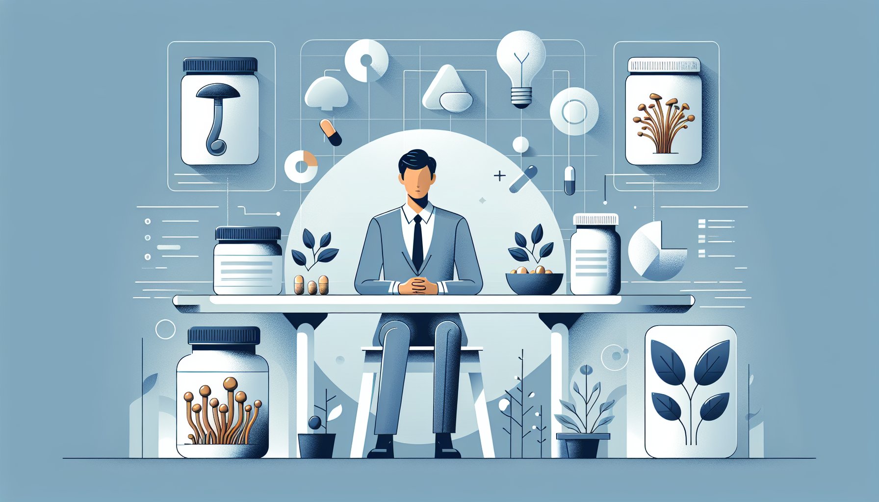 現代的なキッチンで大人がシネンシス冬虫夏草 自然食品とサプリを比較検討