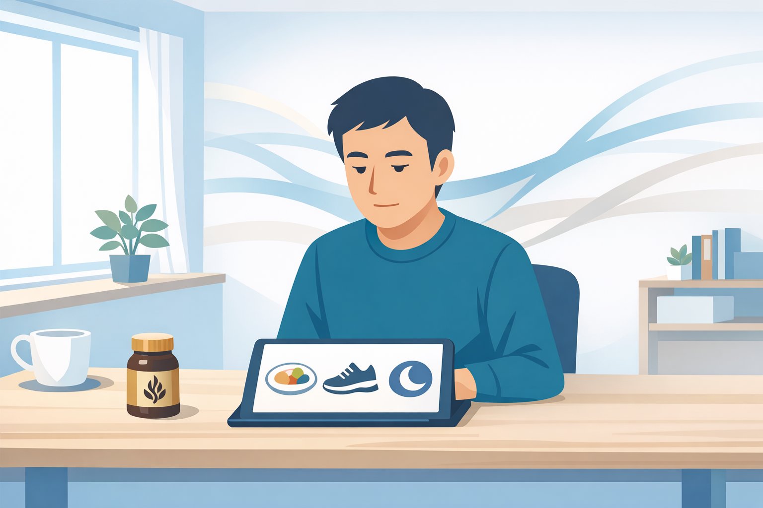 シネンシス冬虫夏草 中性脂肪との付き合い方を静かに整理する大人のイラスト